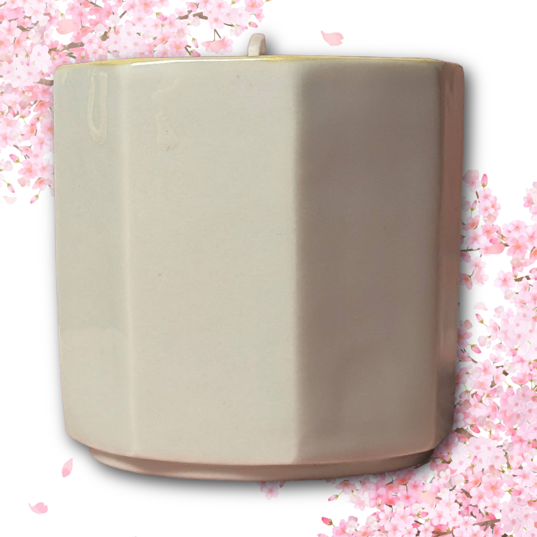 Yunomi Style Japanese Teacup, Bird & Branch Design w/ Added Cherry Blossom and Yuzu Candle