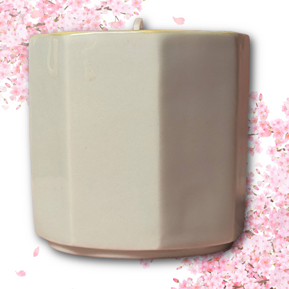 Yunomi Style Japanese Teacup, Bird & Branch Design w/ Added Cherry Blossom and Yuzu Candle
