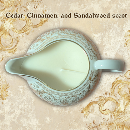 Harmony House Renaissance Pattern (3690) 1950s Fine China Creamer with cedar/cinnamon/sandalwood candle