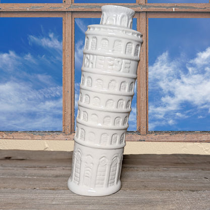 Vintage 1970s Leaning Tower of Pisa White Ceramic Cheese Shaker