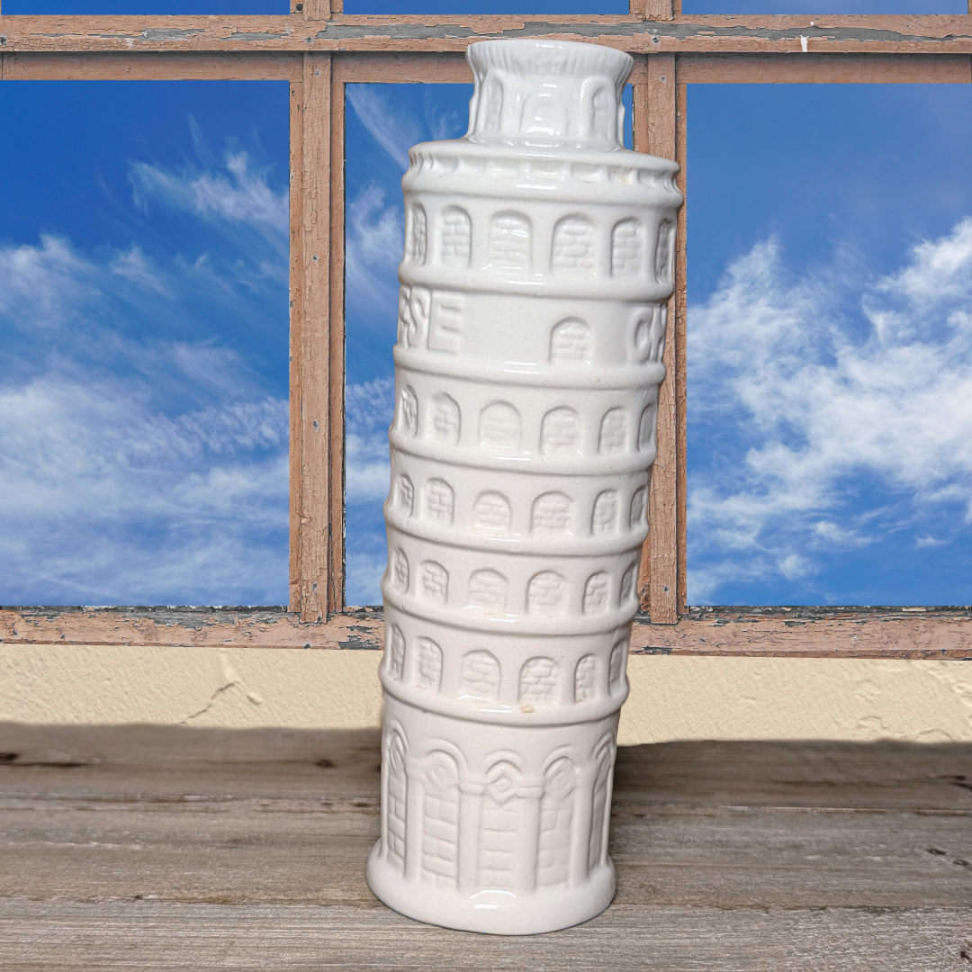 Vintage 1970s Leaning Tower of Pisa White Ceramic Cheese Shaker