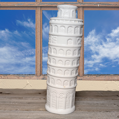 Vintage 1970s Leaning Tower of Pisa White Ceramic Cheese Shaker
