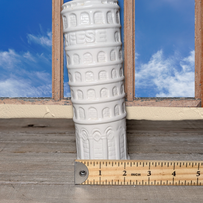 Vintage 1970s Leaning Tower of Pisa White Ceramic Cheese Shaker