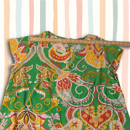 Haute Hippie Style sz 2X Paisley Top - Vibrant Green Boho Blouse