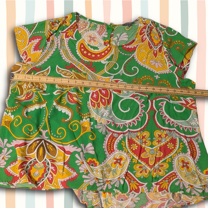 Haute Hippie Style sz 2X Paisley Top - Vibrant Green Boho Blouse