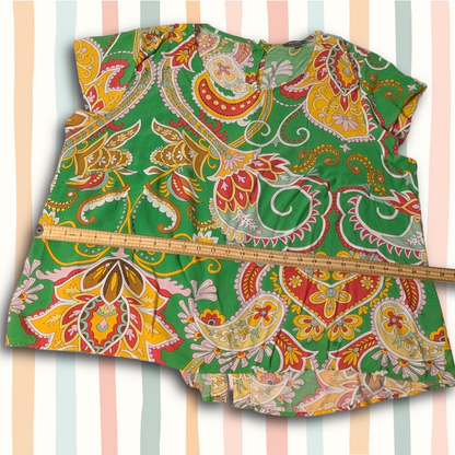 Haute Hippie Style sz 2X Paisley Top - Vibrant Green Boho Blouse