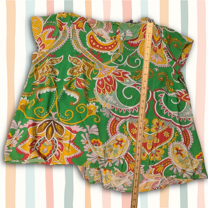 Haute Hippie Style sz 2X Paisley Top - Vibrant Green Boho Blouse