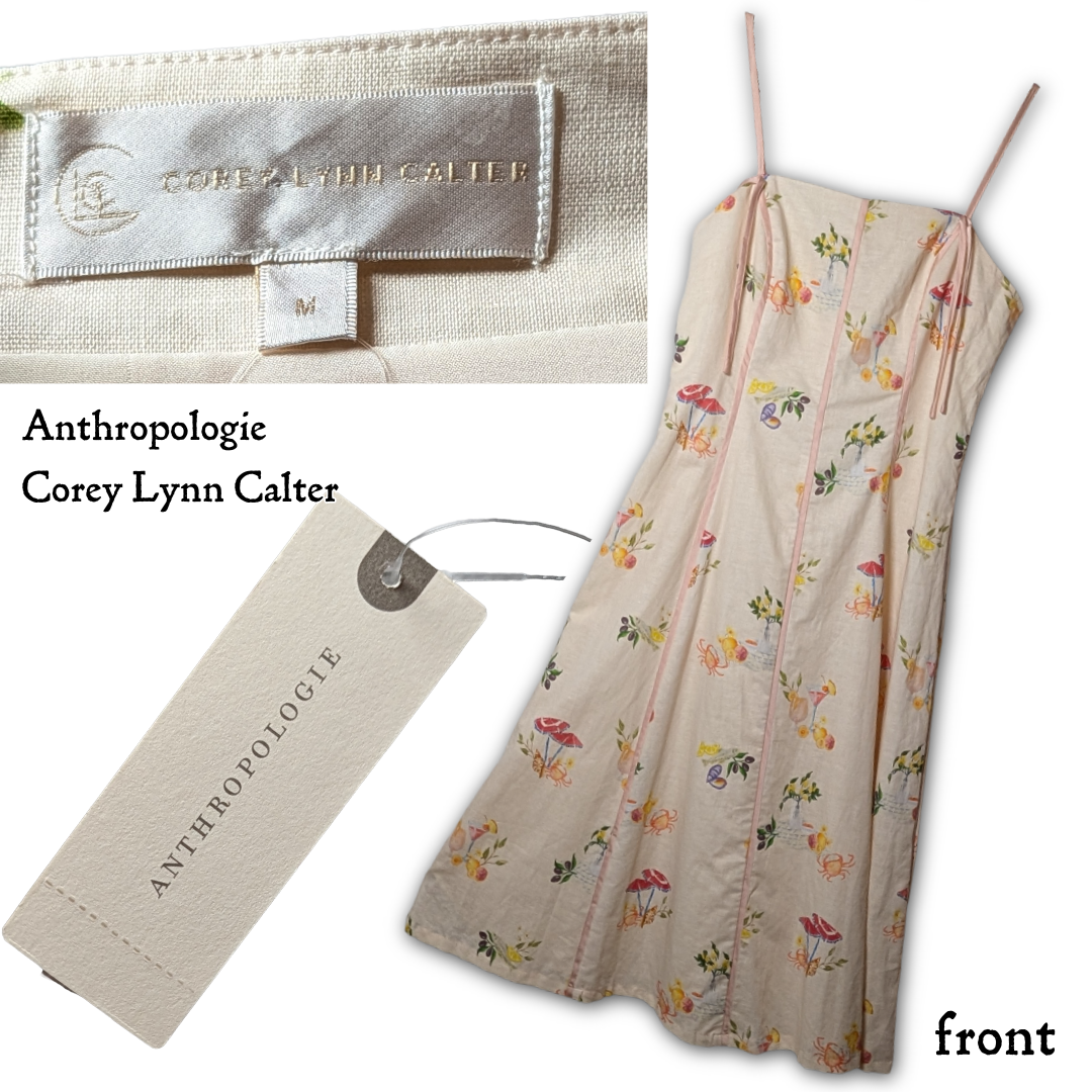 Anthropologie Corey Lynn Calter Seashell Mini Dress NWT sz M, Botanical/Nautical