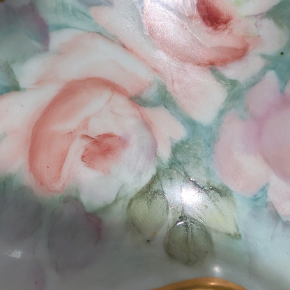 Bavarian/Prussian style early 20th c. hand-painted porcelain trinket dish, signed by artist
