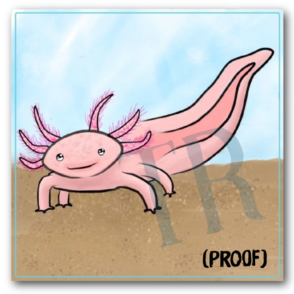 Pink Axolotl Vinyl Sticker, 3"x3" Waterproof Kawaii Salamander Decal for Tumbler, Laptop, Anything!