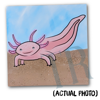 Pink Axolotl Vinyl Sticker, 3"x3" Waterproof Kawaii Salamander Decal for Tumbler, Laptop, Anything!
