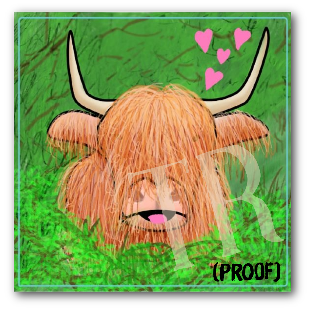 Highland Cattle Vinyl Sticker, 3"x3" Waterproof Kawaii Cow Decal for Notebooks, Tumblers, Laptops