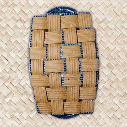 Jim & Shirl Parmentier Pottery Set of 2 Woven Basket & Tray Blue Stoneware NC