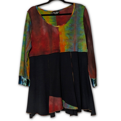 Lisa Mergen sz L rare one of a kind hand dyed cotton/silk/velvet tunic or minidress