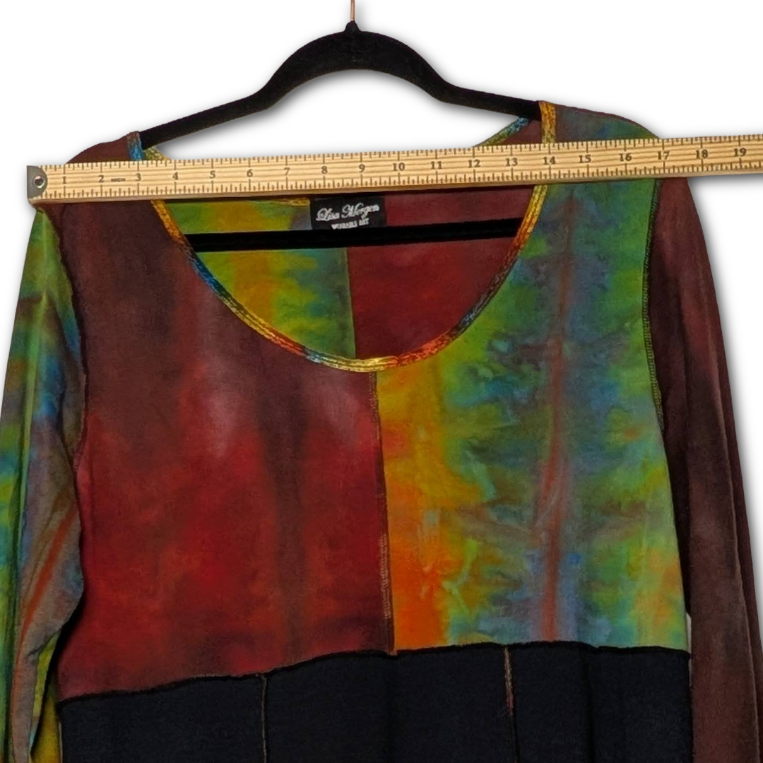 Lisa Mergen sz L rare one of a kind hand dyed cotton/silk/velvet tunic or minidress