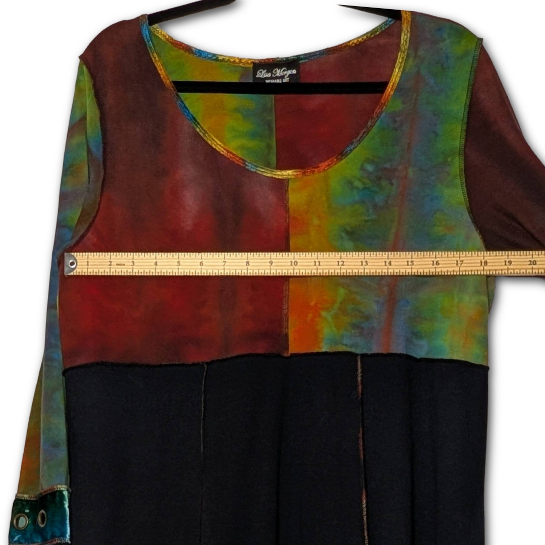 Lisa Mergen sz L rare one of a kind hand dyed cotton/silk/velvet tunic or minidress