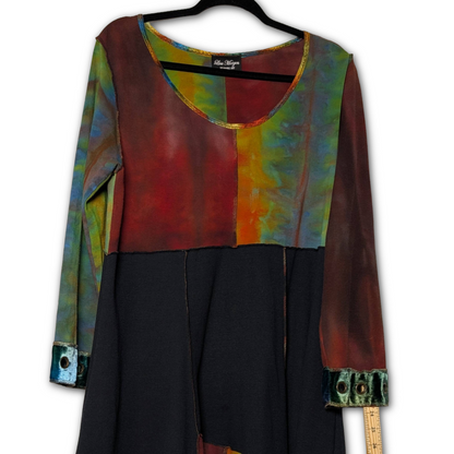 Lisa Mergen sz L rare one of a kind hand dyed cotton/silk/velvet tunic or minidress