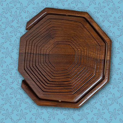 Vintage MCM Octagonal Collapsible Wooden Fruit Basket - Fully Restored