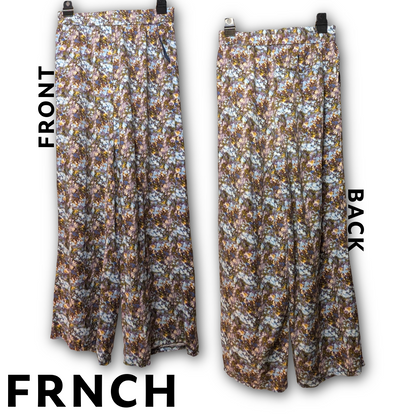 FRNCH Paris size Small Impressionistic Floral Viscose/Linen blend Palazzo Pants