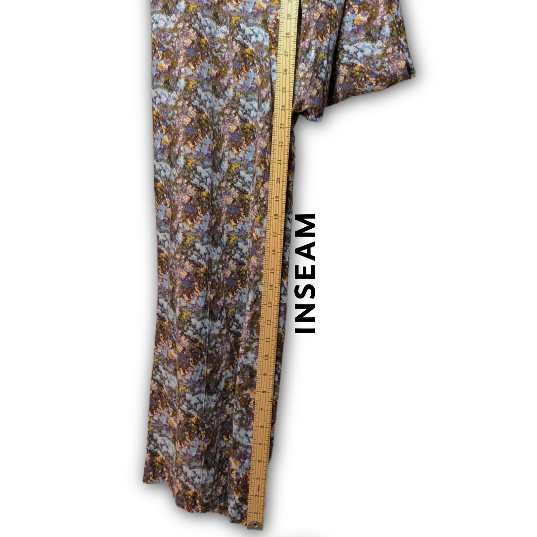 FRNCH Paris size Small Impressionistic Floral Viscose/Linen blend Palazzo Pants