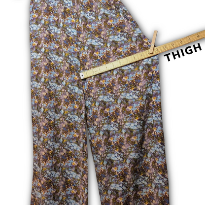 FRNCH Paris size Small Impressionistic Floral Viscose/Linen blend Palazzo Pants
