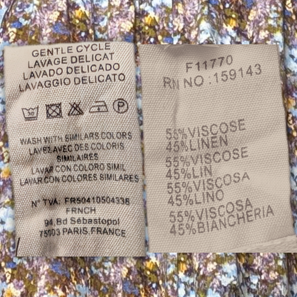FRNCH Paris size Small Impressionistic Floral Viscose/Linen blend Palazzo Pants