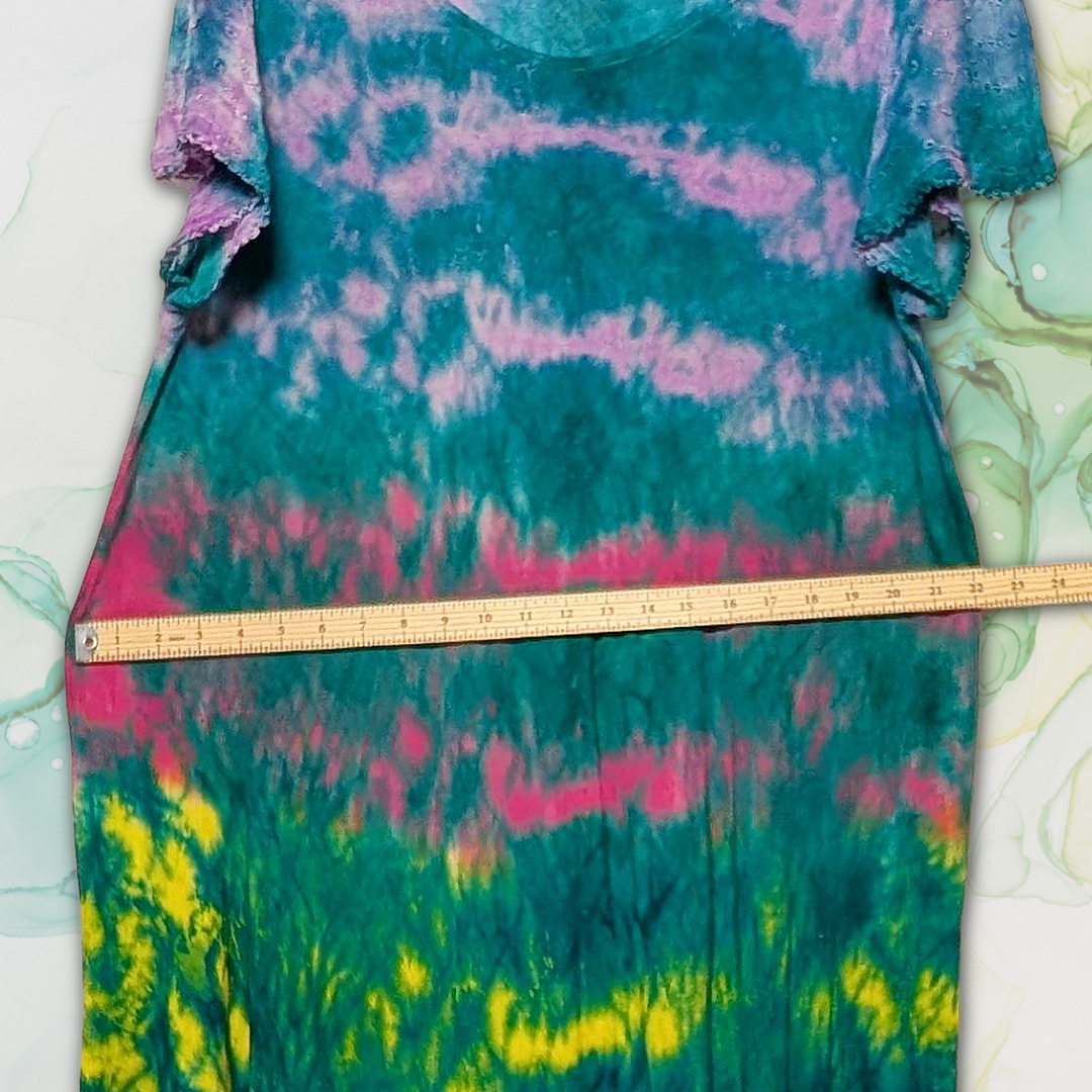 Advance Apparels Tie Dye Maxi Dress One Size Fits All Boho Festival Summer Knit