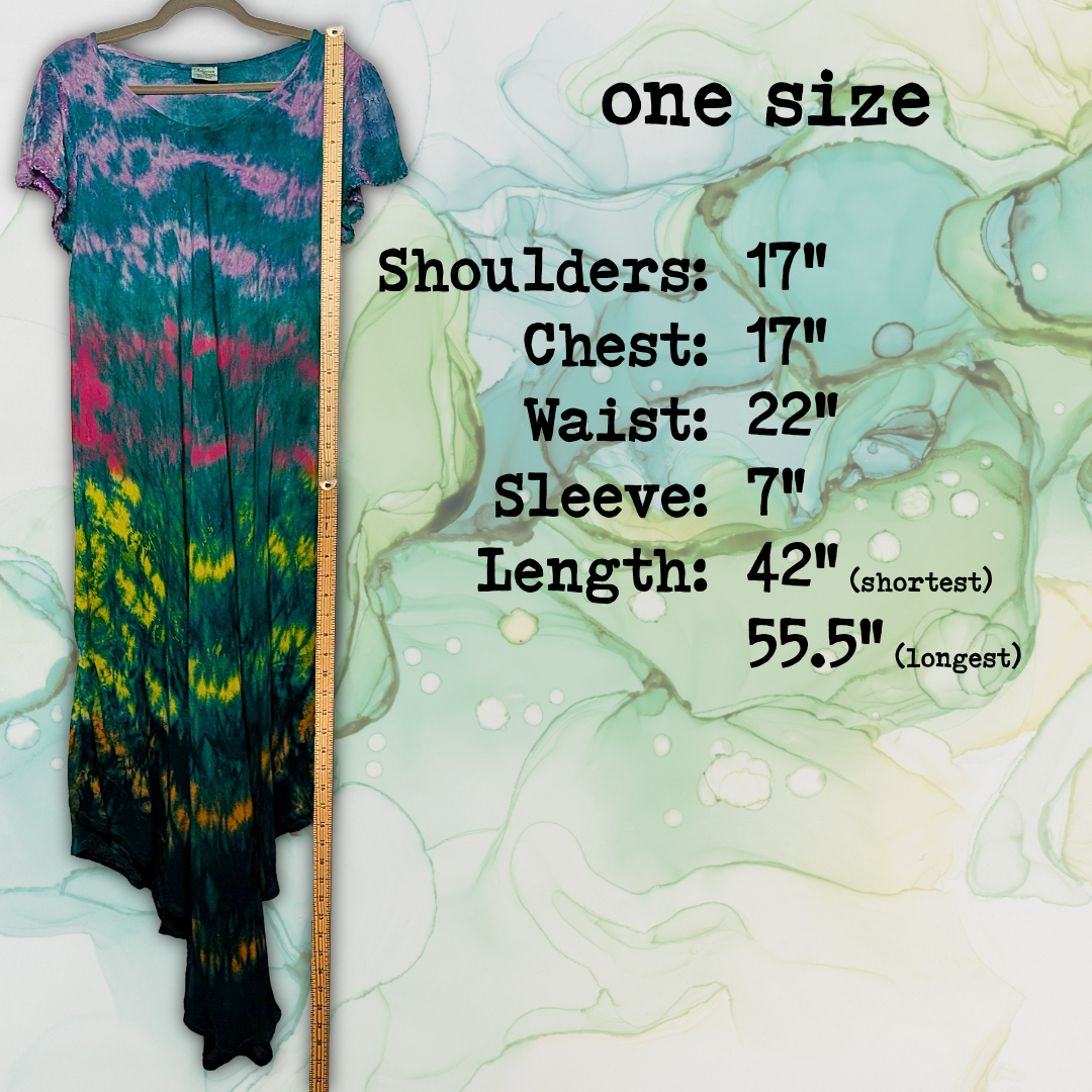 Advance Apparels Tie Dye Maxi Dress One Size Fits All Boho Festival Summer Knit