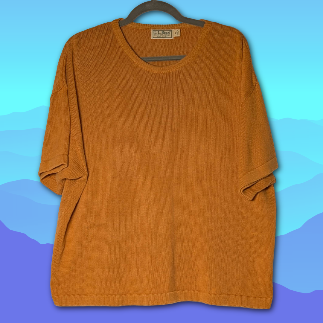 Vintage L.L. Bean (80s-early 90s) XL Short Sleeve Rust Orange Knit Sweater Top