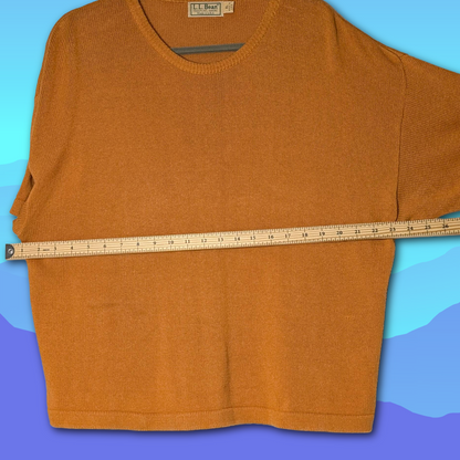 Vintage L.L. Bean (80s-early 90s) XL Short Sleeve Rust Orange Knit Sweater Top