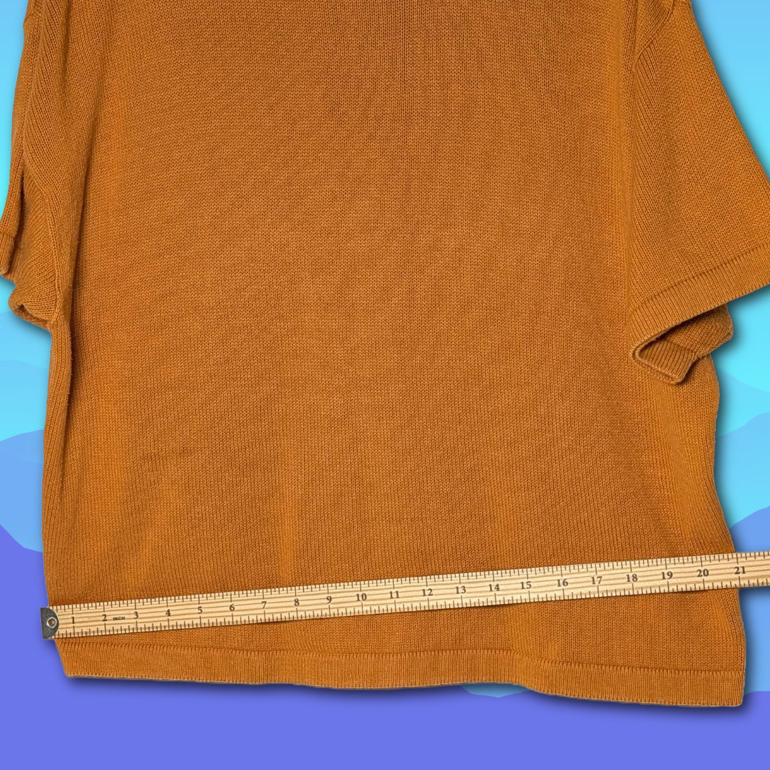 Vintage L.L. Bean (80s-early 90s) XL Short Sleeve Rust Orange Knit Sweater Top