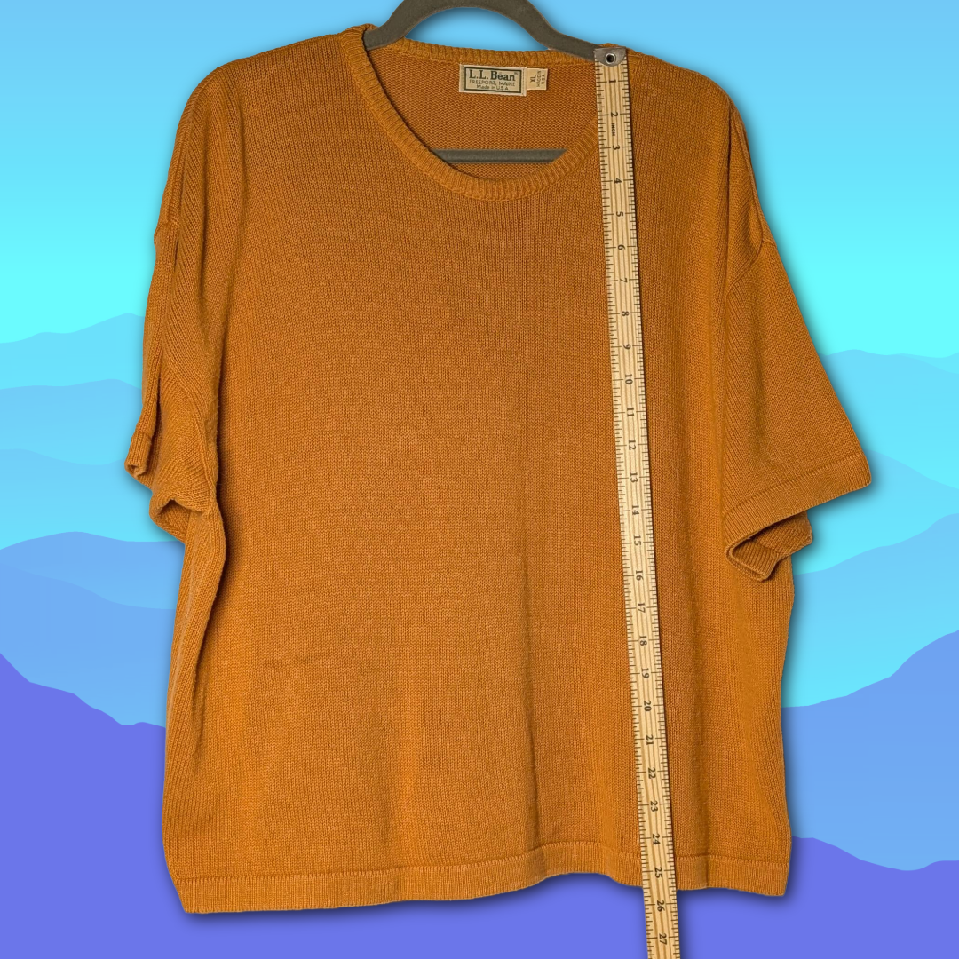 Vintage L.L. Bean (80s-early 90s) XL Short Sleeve Rust Orange Knit Sweater Top