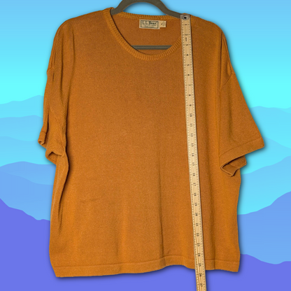 Vintage L.L. Bean (80s-early 90s) XL Short Sleeve Rust Orange Knit Sweater Top