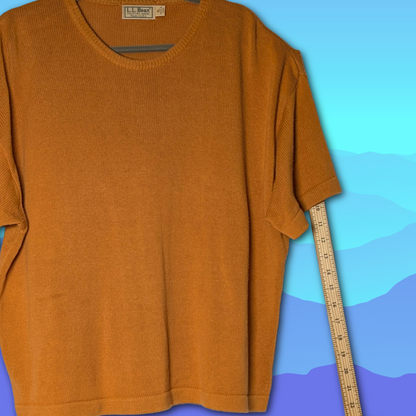 Vintage L.L. Bean (80s-early 90s) XL Short Sleeve Rust Orange Knit Sweater Top