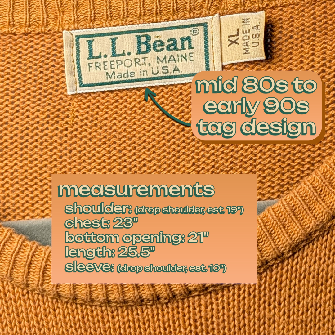 Vintage L.L. Bean (80s-early 90s) XL Short Sleeve Rust Orange Knit Sweater Top