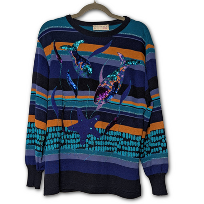 1980s vintage Dino Valiano mermaid sweater, size D40/US size 10