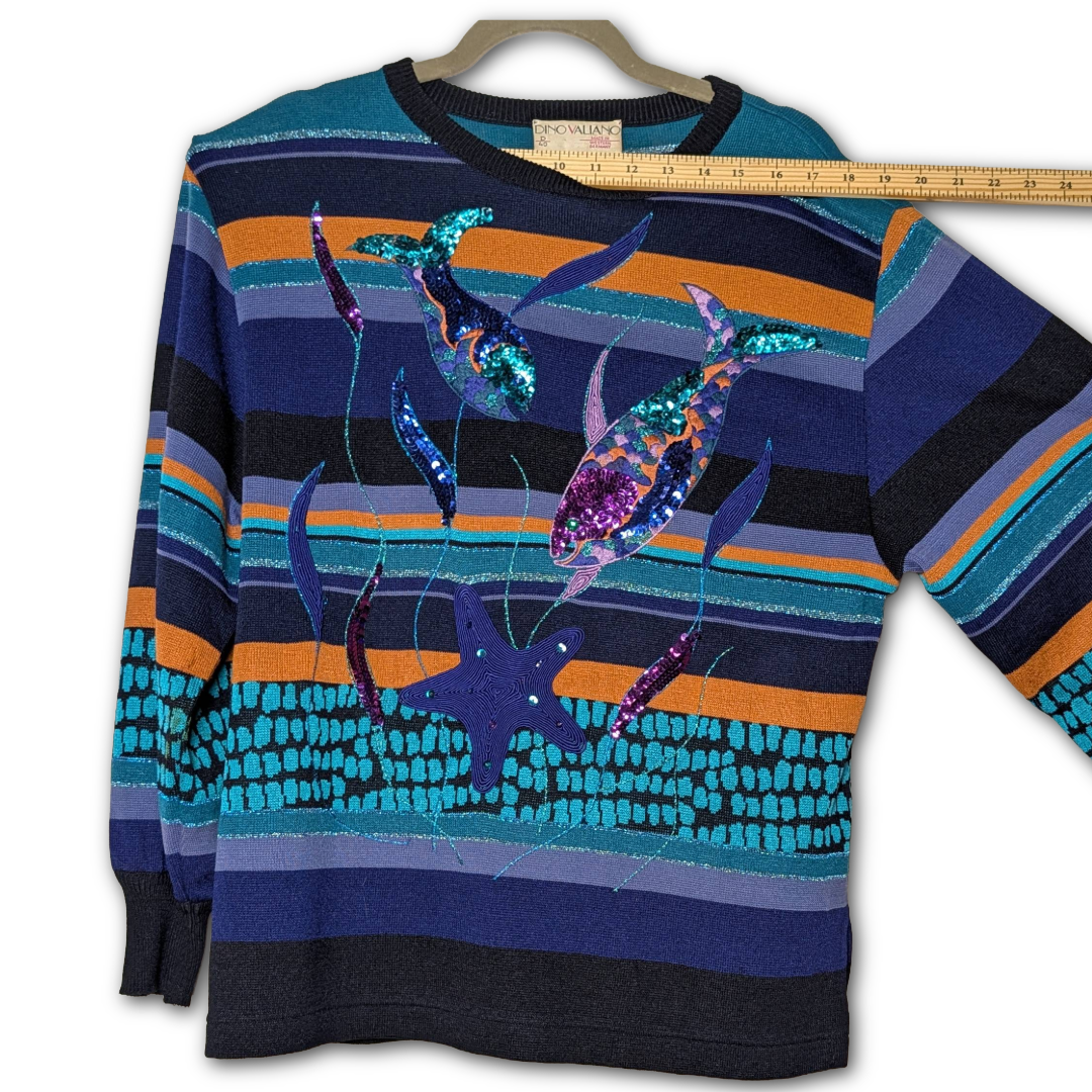 1980s vintage Dino Valiano mermaid sweater, size D40/US size 10