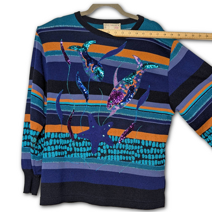 1980s vintage Dino Valiano mermaid sweater, size D40/US size 10