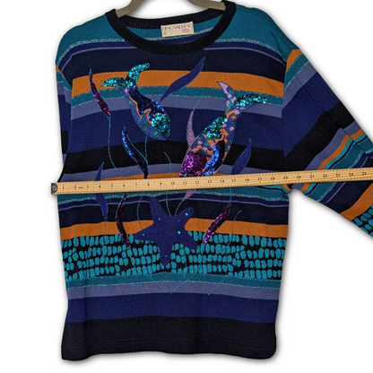 1980s vintage Dino Valiano mermaid sweater, size D40/US size 10