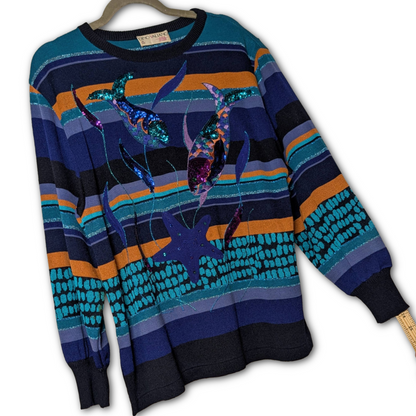 1980s vintage Dino Valiano mermaid sweater, size D40/US size 10