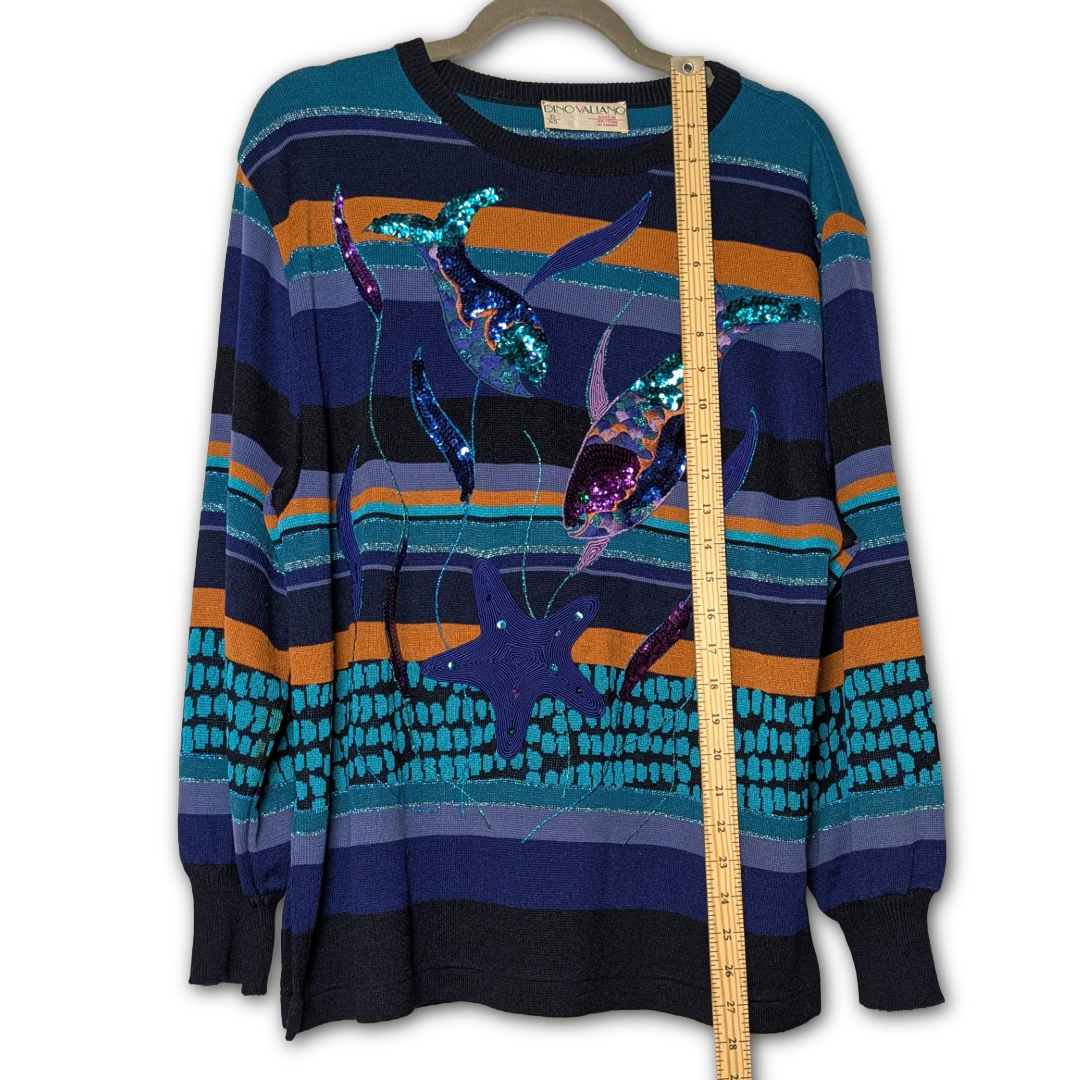 1980s vintage Dino Valiano mermaid sweater, size D40/US size 10