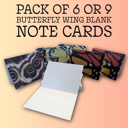 Butterfly Wing Blank Note Cards, Set of 6 or 9