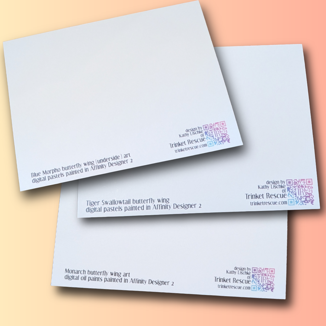 Butterfly Wing Blank Note Cards, Set of 6 or 9
