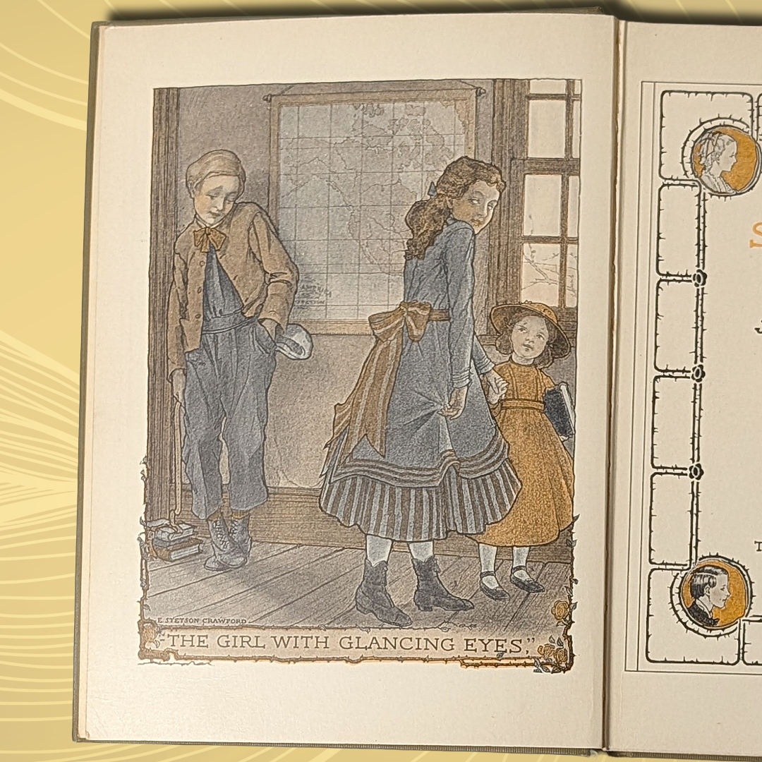 Vintage 1909 Hardcover "Old School Day Romances" Book by James Whitcomb Riley