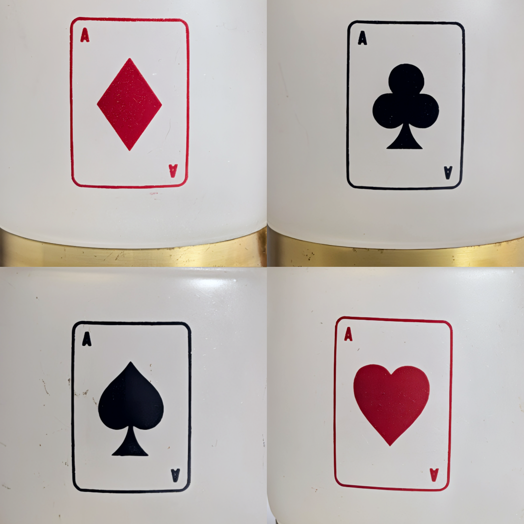 Vintage Siesta Ware Poker Night Barrel Mugs Wood Handle Benner Glass Set/4, MCM