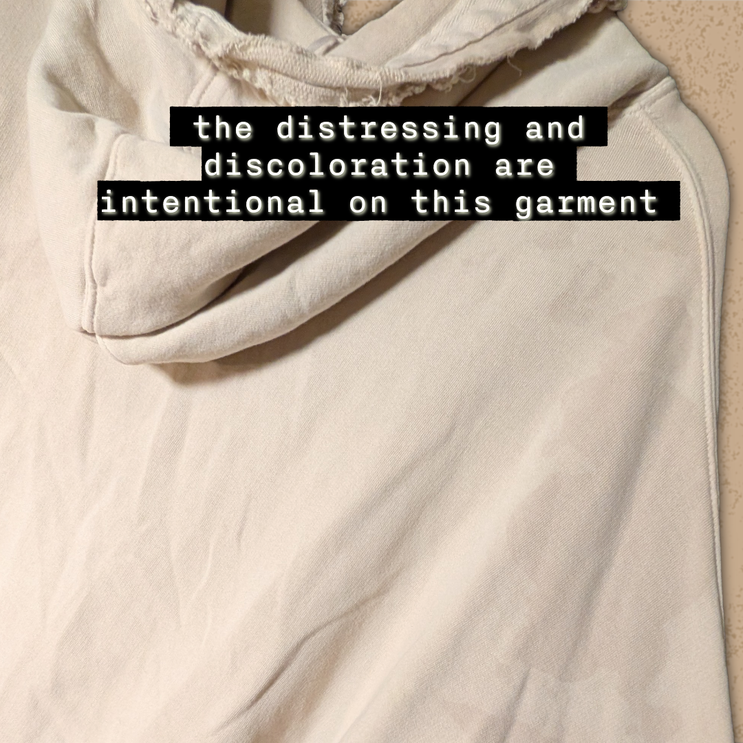 Free People size XS Distressed Oversized Zip-Up Hoodie Oatmeal/Tan/Cream