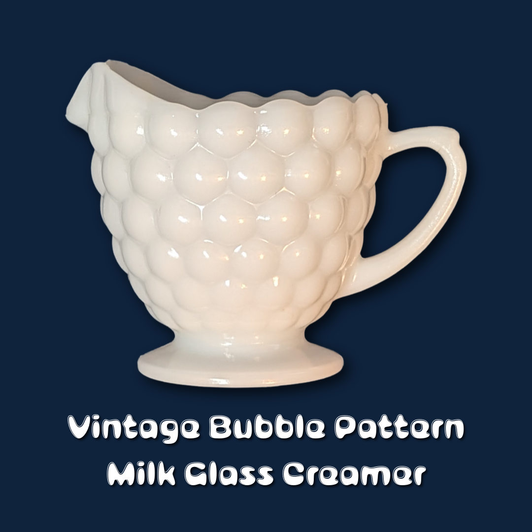Anchor Hocking 50s Vintage Bubble Pattern Milk Glass Creamer