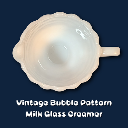 Anchor Hocking 50s Vintage Bubble Pattern Milk Glass Creamer