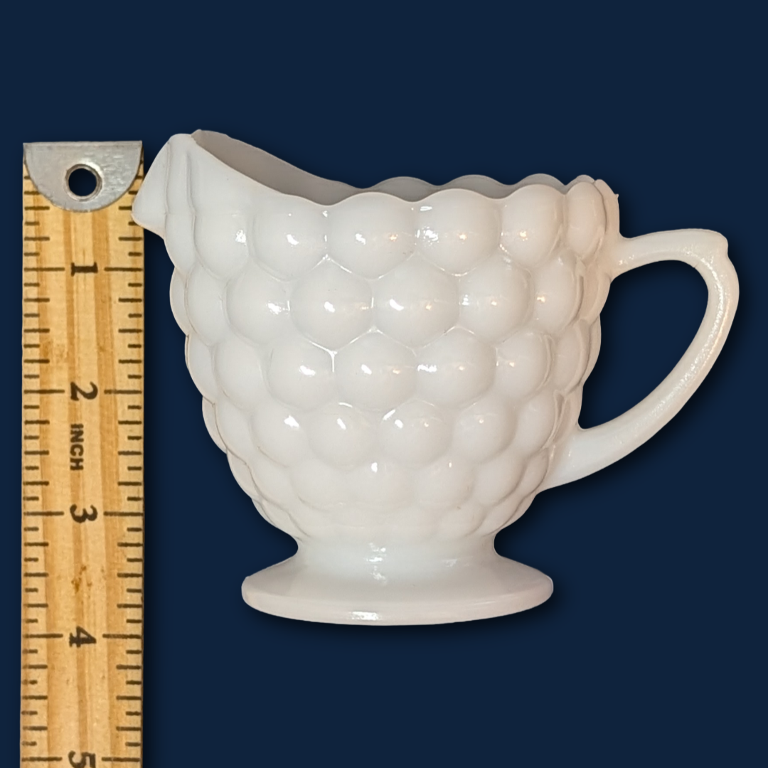 Anchor Hocking 50s Vintage Bubble Pattern Milk Glass Creamer
