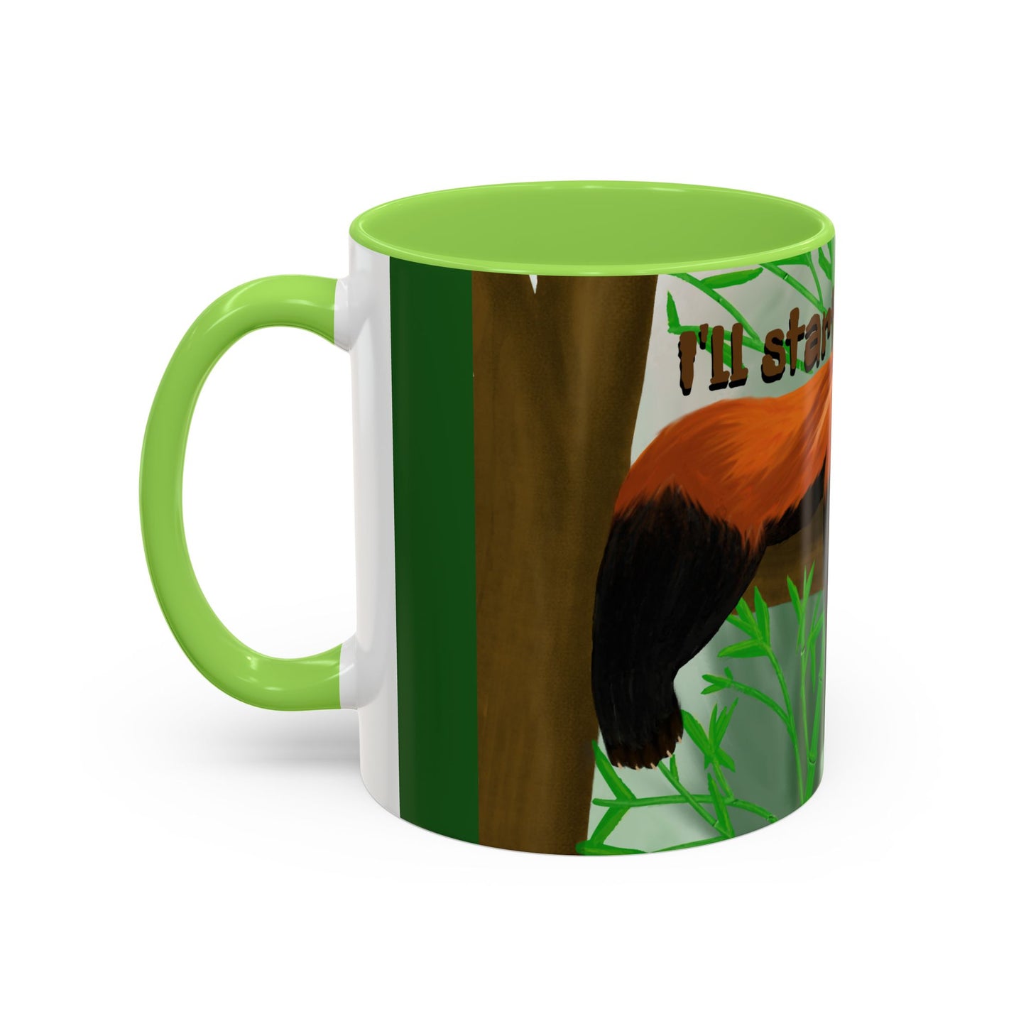 "I'll start over tomorrow" mug with cartoon red panda